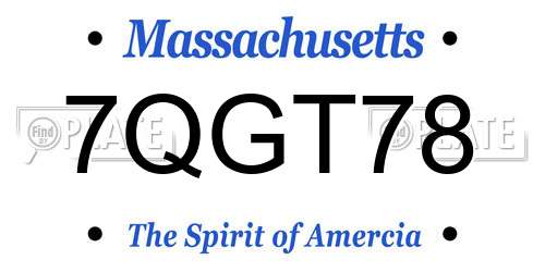 7QGT78 Massachusetts License Plate