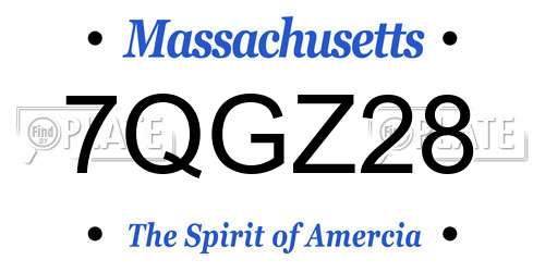 7QGZ28 Massachusetts License Plate