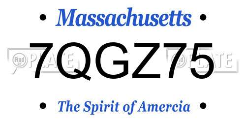 7QGZ75 Massachusetts License Plate