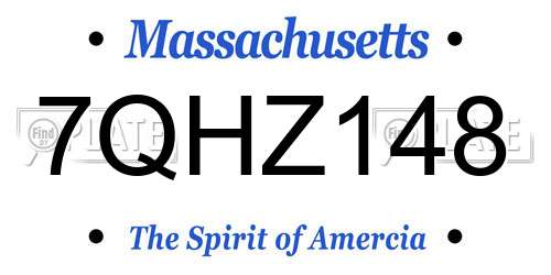 7QHZ148 Massachusetts License Plate