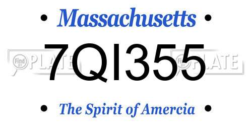 7QI355 Massachusetts License Plate