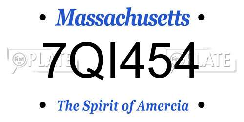 7QI454 Massachusetts License Plate
