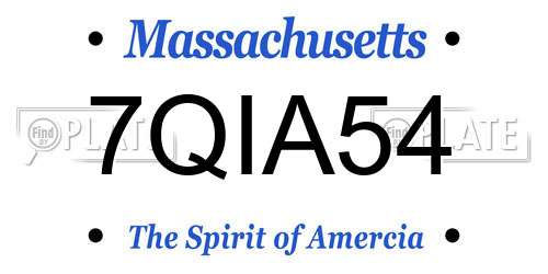 7QIA54 Massachusetts License Plate