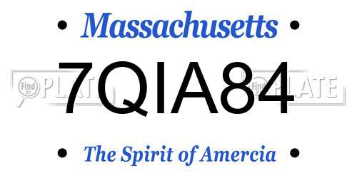 7QIA84 Massachusetts License Plate