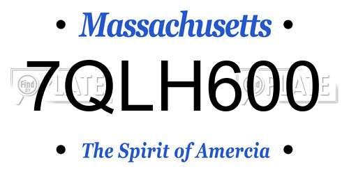 7QLH600 Massachusetts License Plate