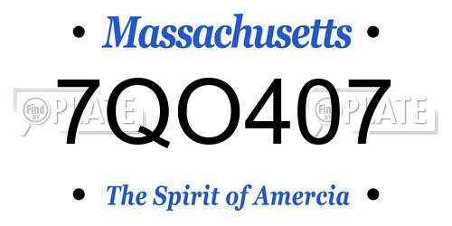 7QO407 Massachusetts License Plate