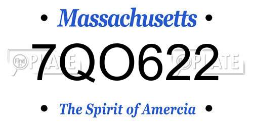 7QO622 Massachusetts License Plate