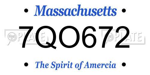 7QO672 Massachusetts License Plate