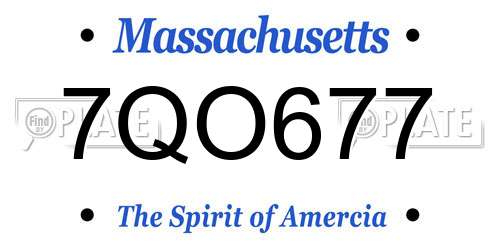 7QO677 Massachusetts License Plate