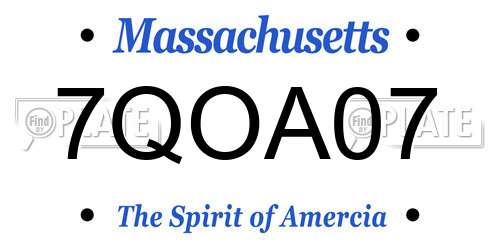 7QOA07 Massachusetts License Plate