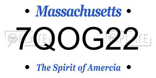 7QOG22 Massachusetts License Plate