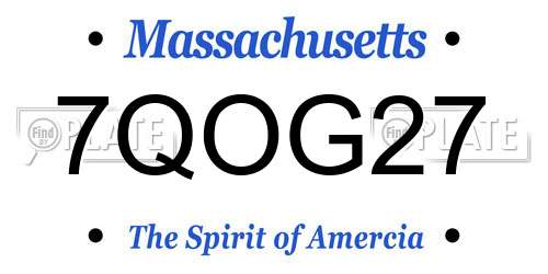 7QOG27 Massachusetts License Plate