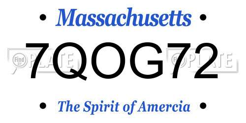 7QOG72 Massachusetts License Plate