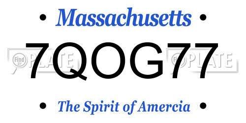 7QOG77 Massachusetts License Plate