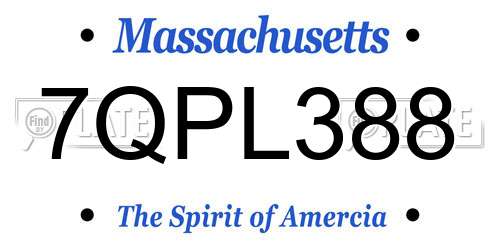 7QPL388 Massachusetts License Plate