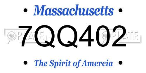 7QQ402 Massachusetts License Plate