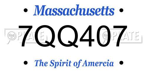 7QQ407 Massachusetts License Plate