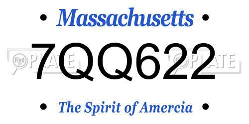 7QQ622 Massachusetts License Plate