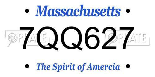 7QQ627 Massachusetts License Plate