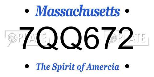 7QQ672 Massachusetts License Plate