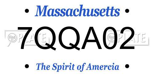 7QQA02 Massachusetts License Plate