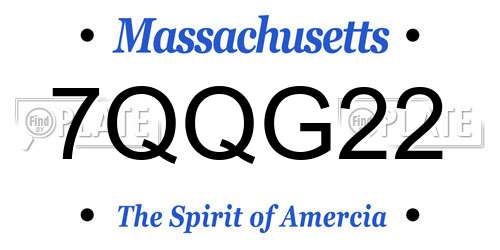 7QQG22 Massachusetts License Plate