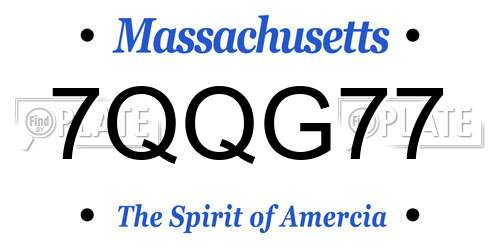 7QQG77 Massachusetts License Plate