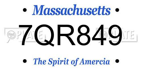 7QR849 Massachusetts License Plate