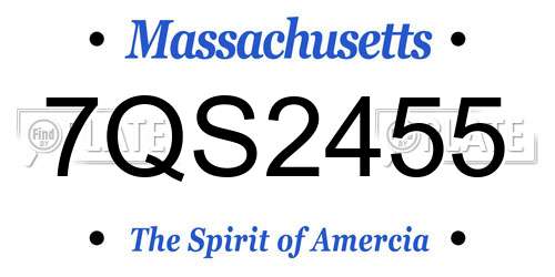 7QS2455 Massachusetts License Plate
