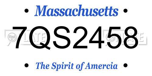 7QS2458 Massachusetts License Plate