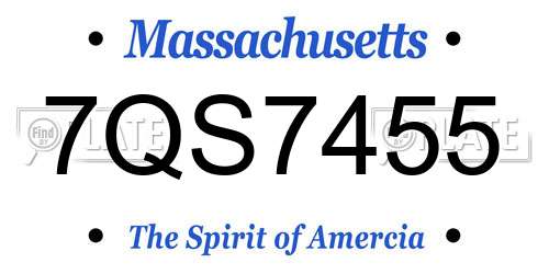 7QS7455 Massachusetts License Plate