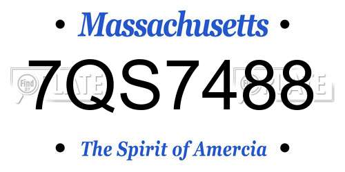 7QS7488 Massachusetts License Plate