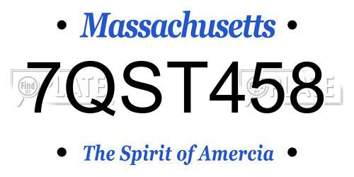 7QST458 Massachusetts License Plate