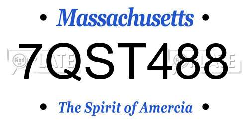 7QST488 Massachusetts License Plate