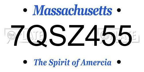 7QSZ455 Massachusetts License Plate
