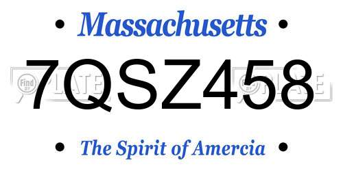 7QSZ458 Massachusetts License Plate