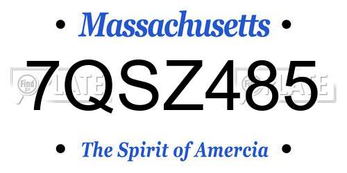7QSZ485 Massachusetts License Plate