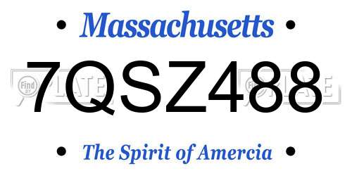 7QSZ488 Massachusetts License Plate