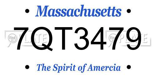 7QT3479 Massachusetts License Plate