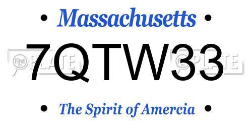 7QTW33 Massachusetts License Plate