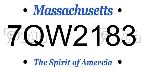 7QW2183 Massachusetts License Plate