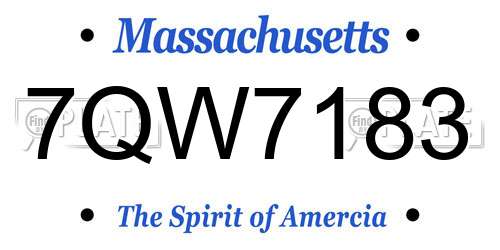 7QW7183 Massachusetts License Plate