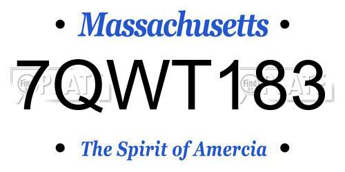 7QWT183 Massachusetts License Plate