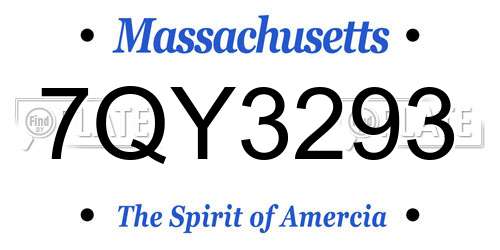 7QY3293 Massachusetts License Plate