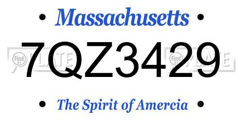 7QZ3429 Massachusetts License Plate