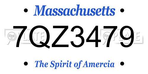 7QZ3479 Massachusetts License Plate