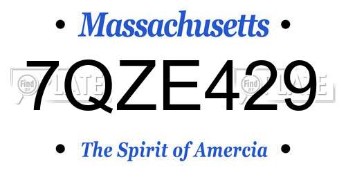 7QZE429 Massachusetts License Plate