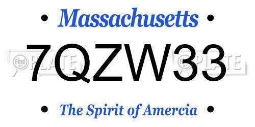 7QZW33 Massachusetts License Plate