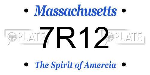 7R12 Massachusetts License Plate