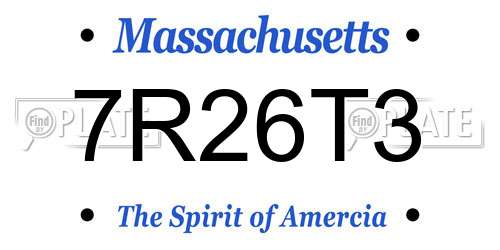 7R26T3 Massachusetts License Plate